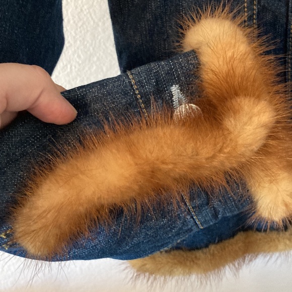 Edwards Lowell Beverly Hills Vintage Jacket With Mink Fur St. Moritz Denim Small - Picture 6 of 12